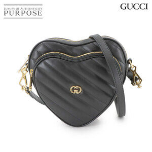 Gucci Interlocking GG Heart Shoulder Bag Black Leather